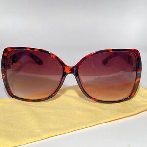 Oversize Tortoise Sunglasses With Silver Detail on Arm New